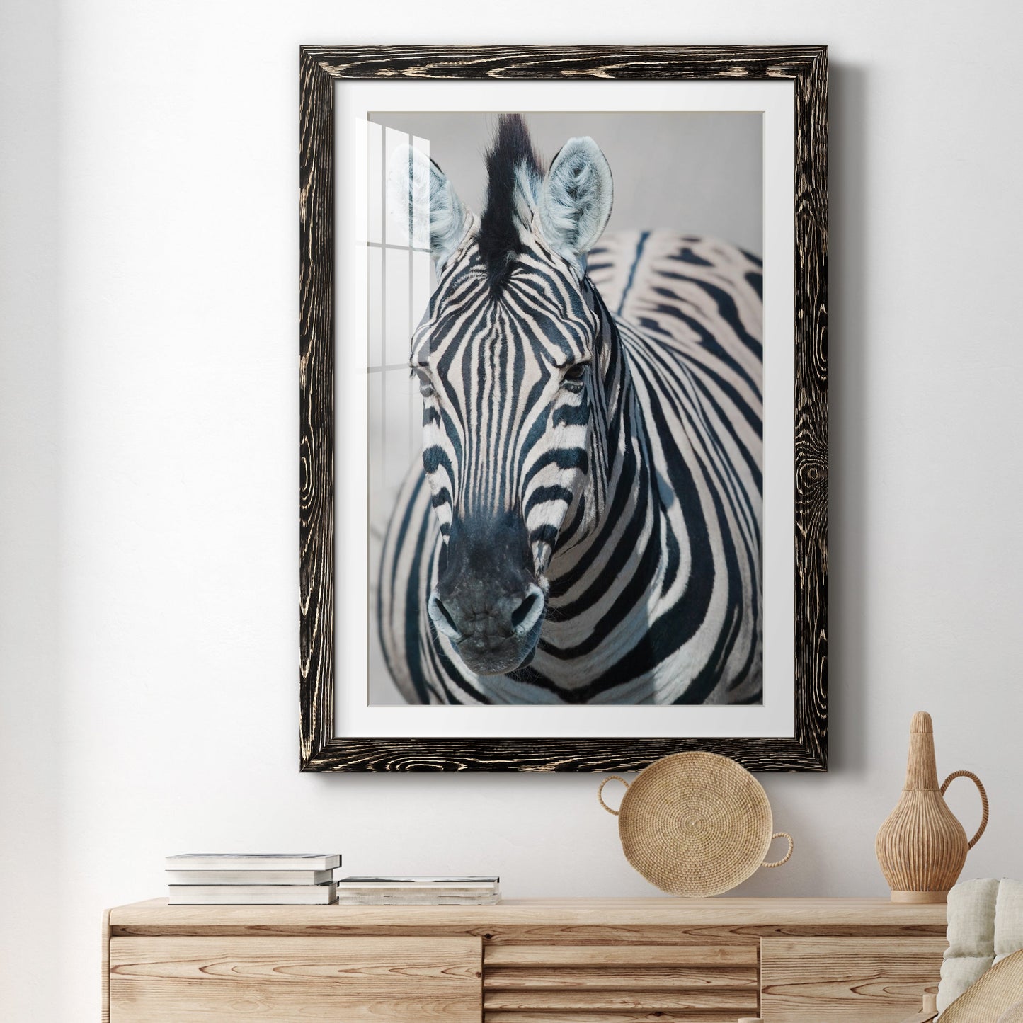 Namibia Zebra - Premium Framed Print - Distressed Barnwood Frame - Ready to Hang