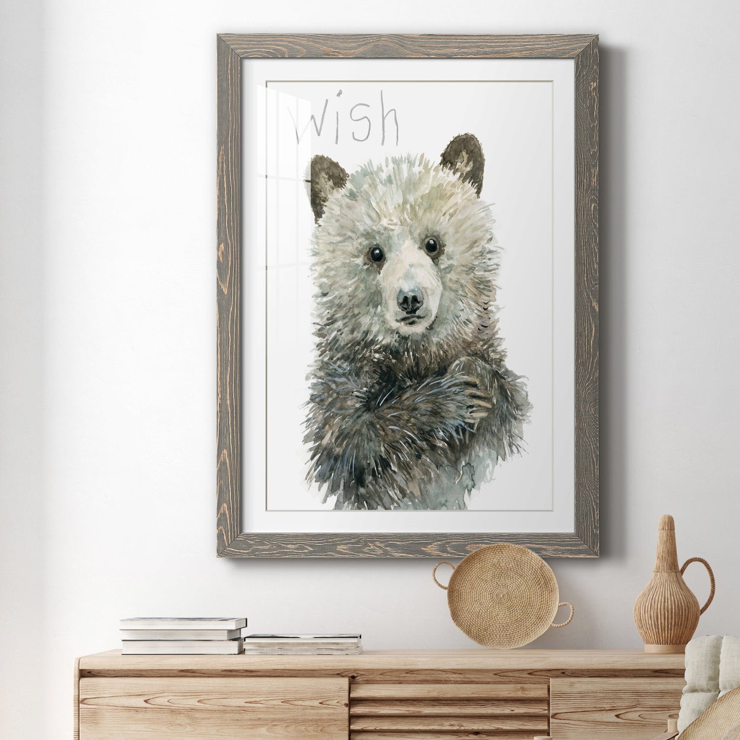 Forest Fur Baby Bear - Premium Framed Print - Distressed Barnwood Frame - Ready to Hang