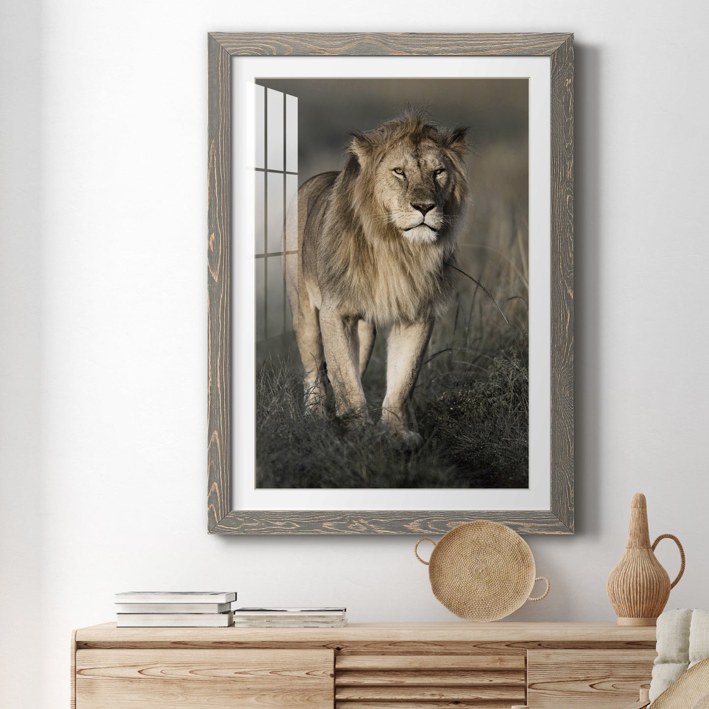 Morning Walk in Masai Mara - Premium Framed Print - Distressed Barnwood Frame - Ready to Hang