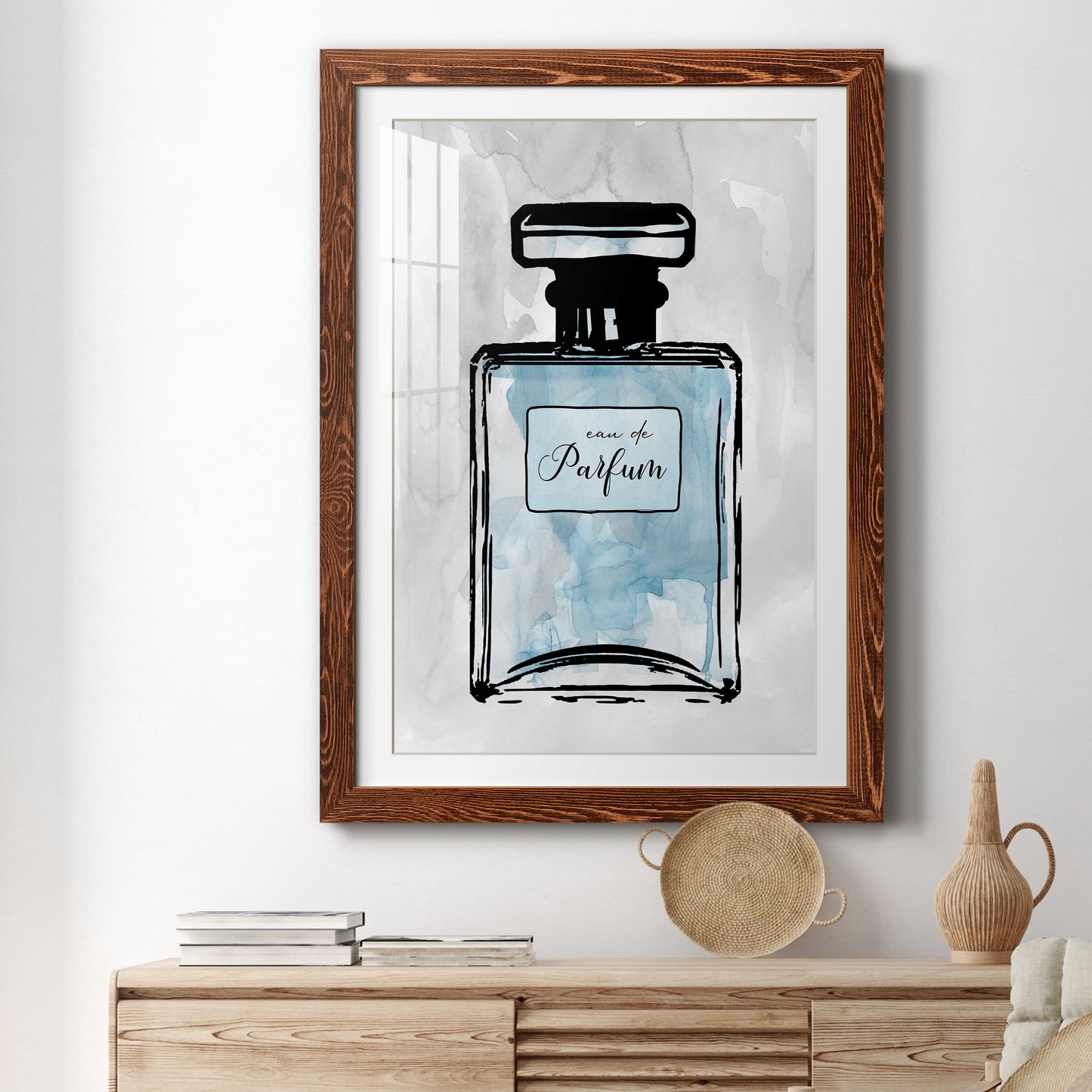 Blue Wash Perfume - Premium Framed Print - Distressed Barnwood Frame - Ready to Hang