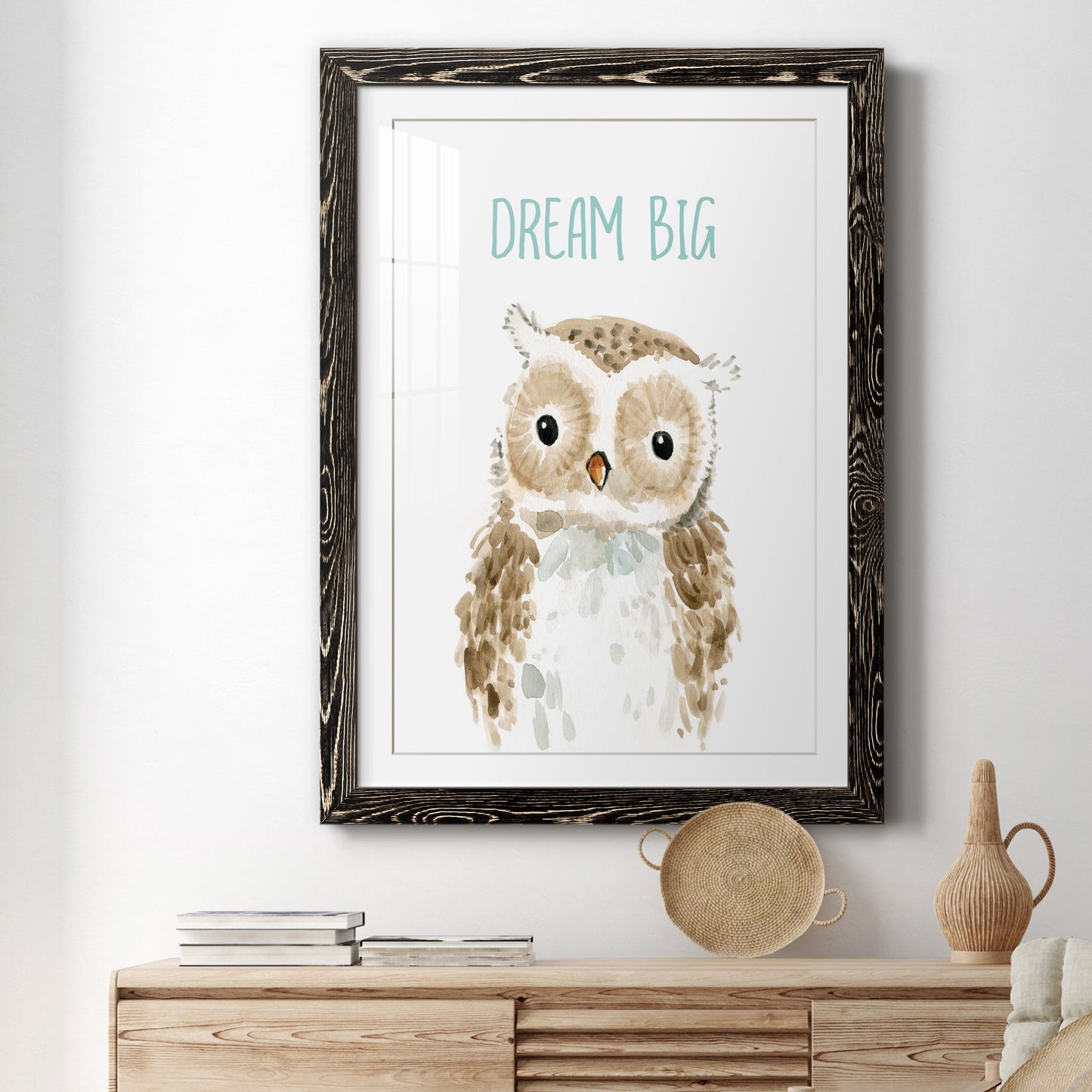 Dream Big Owl - Premium Framed Print - Distressed Barnwood Frame - Ready to Hang