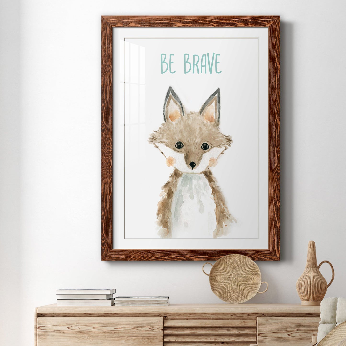 Be Brave Fox - Premium Framed Print - Distressed Barnwood Frame - Ready to Hang