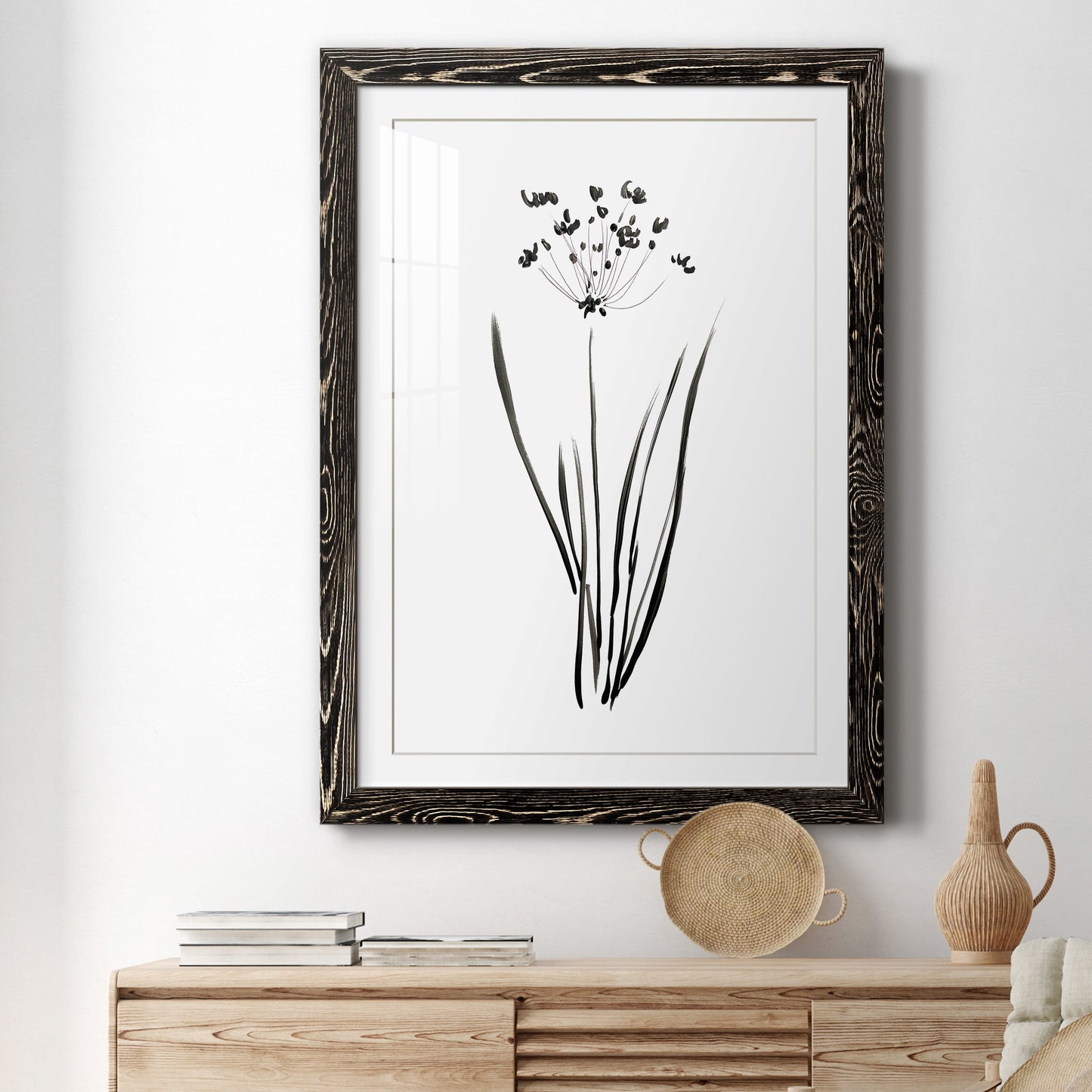 Inky Botanical II - Premium Framed Print - Distressed Barnwood Frame - Ready to Hang