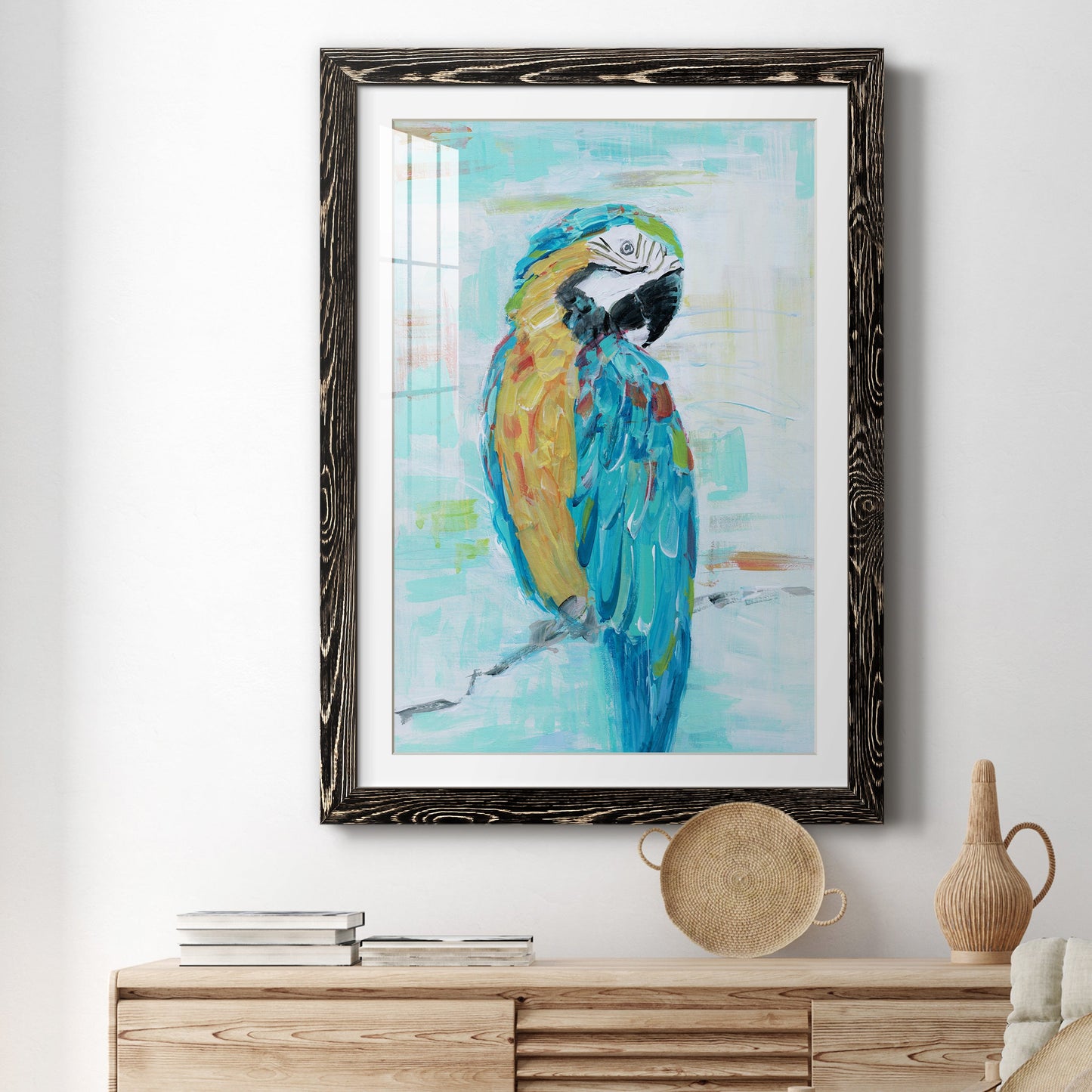 Island Parrot I - Premium Framed Print - Distressed Barnwood Frame - Ready to Hang