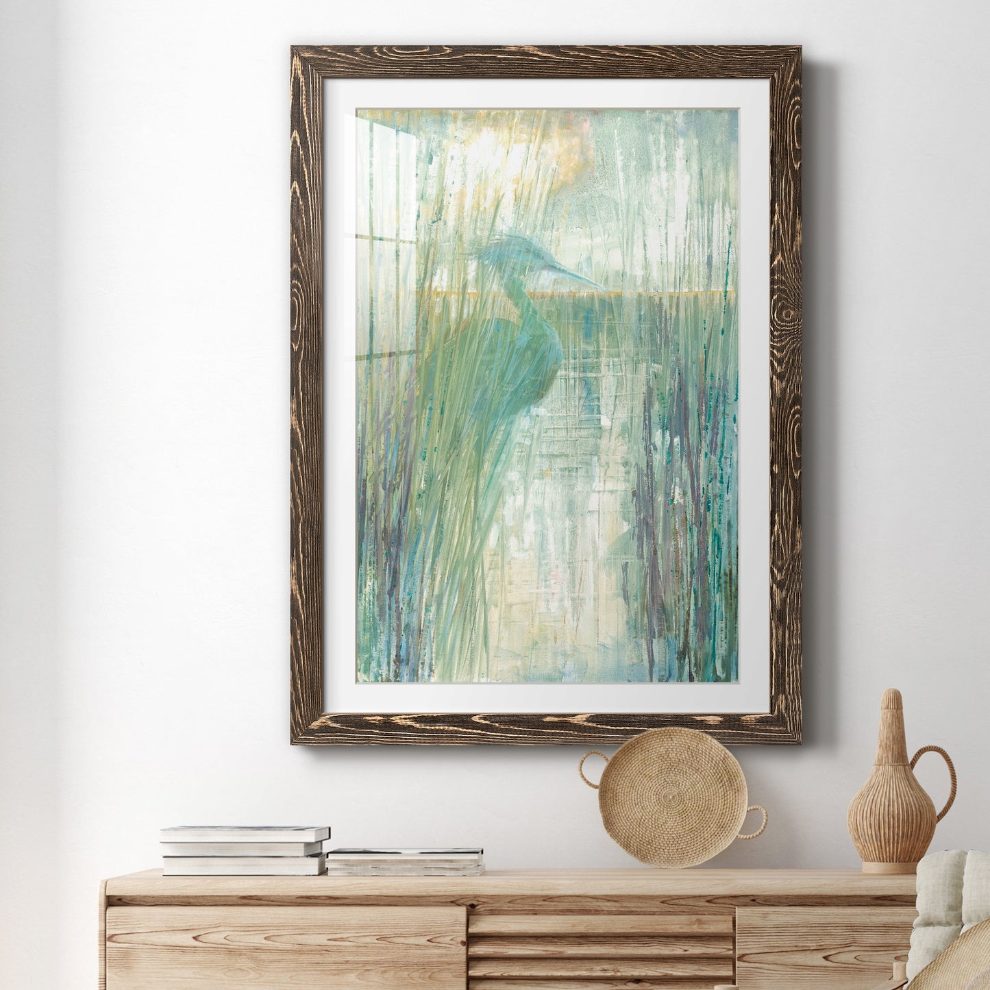 Morning Egret I - Premium Framed Print - Distressed Barnwood Frame - Ready to Hang