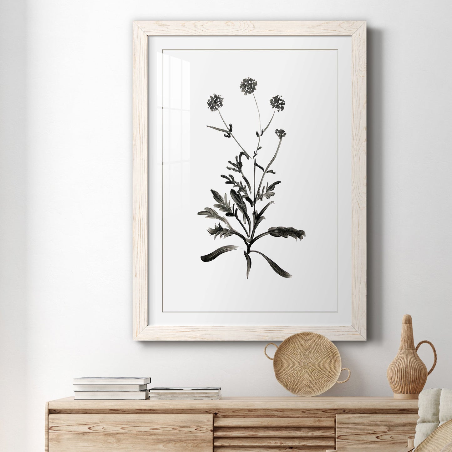 Inky Botanical I - Premium Framed Print - Distressed Barnwood Frame - Ready to Hang