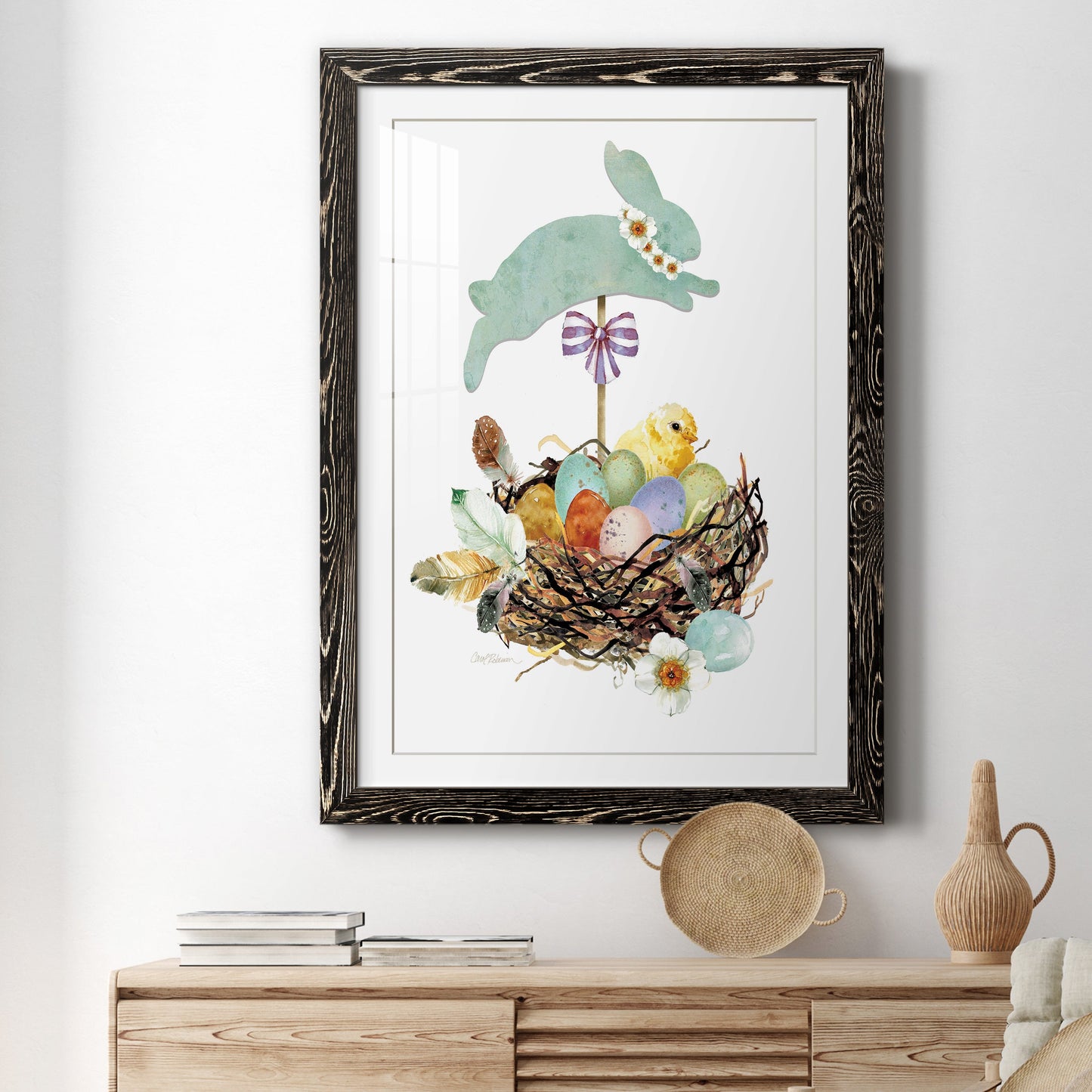 Bunny Hop - Premium Framed Print - Distressed Barnwood Frame - Ready to Hang