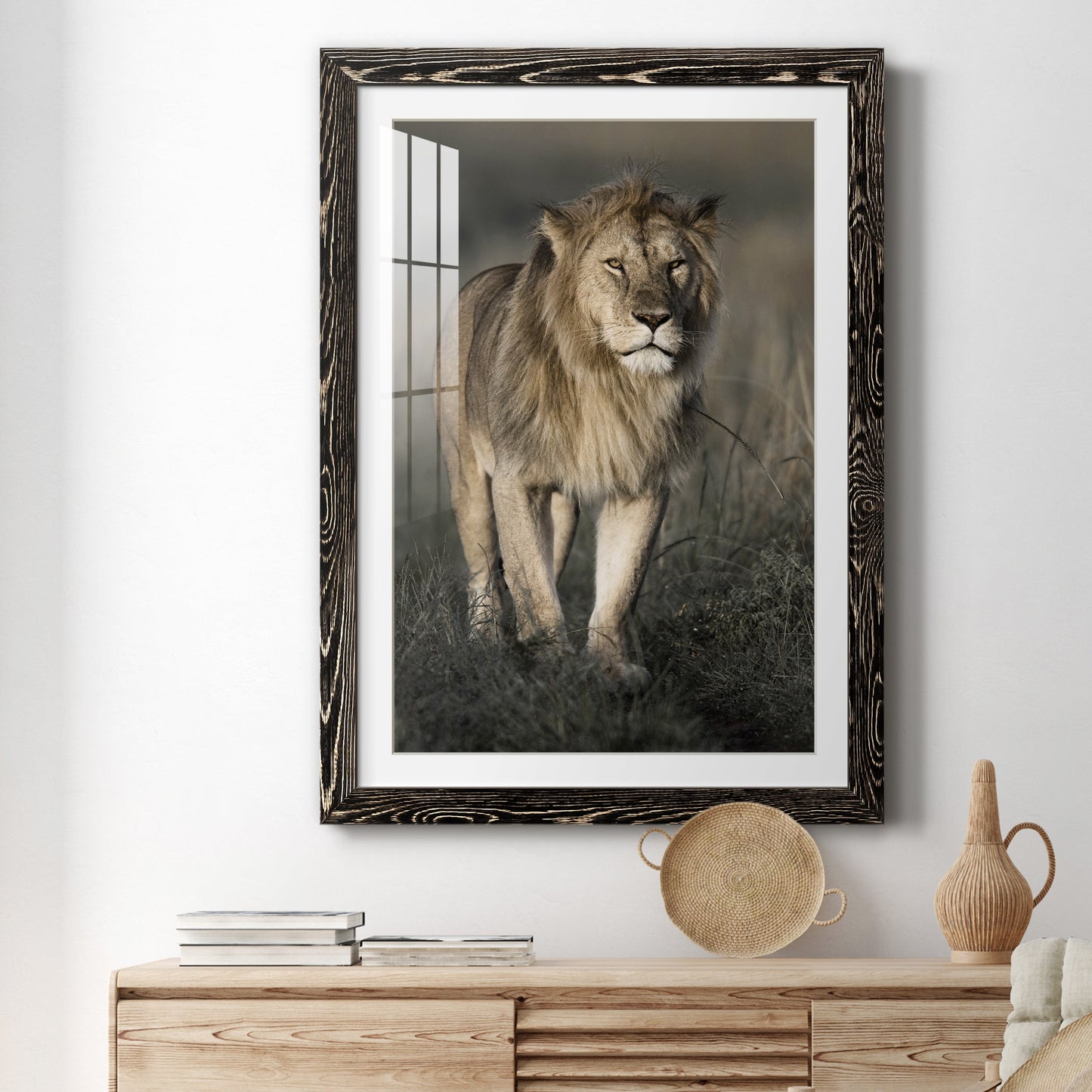 Morning Walk in Masai Mara - Premium Framed Print - Distressed Barnwood Frame - Ready to Hang