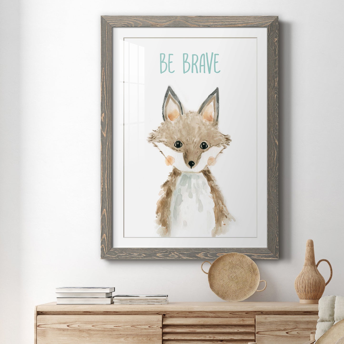 Be Brave Fox - Premium Framed Print - Distressed Barnwood Frame - Ready to Hang