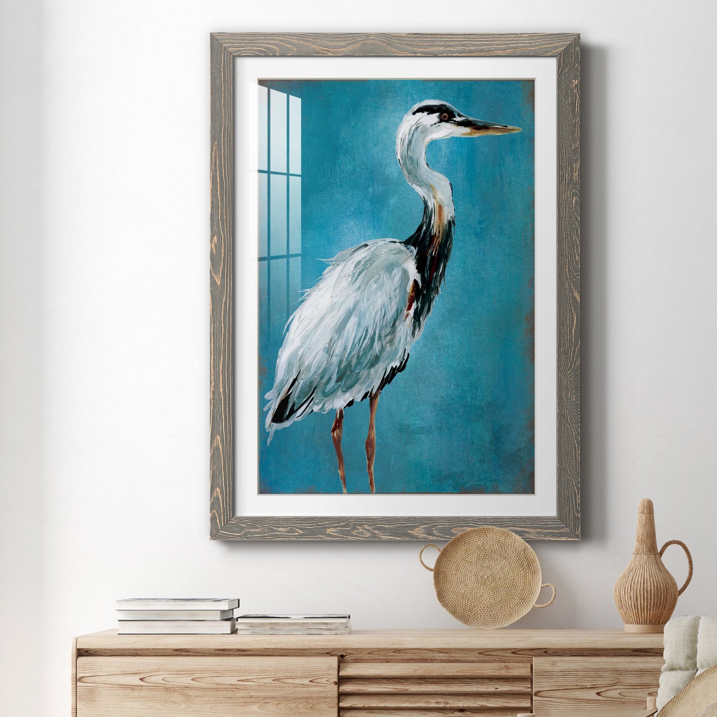 Great Blue Heron I - Premium Framed Print - Distressed Barnwood Frame - Ready to Hang