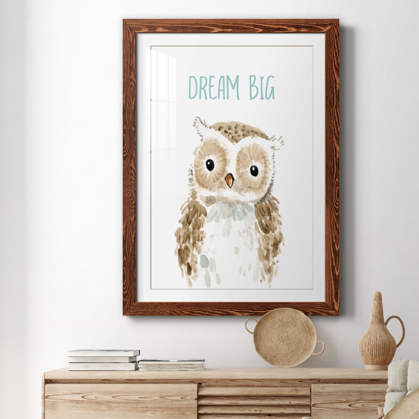 Dream Big Owl - Premium Framed Print - Distressed Barnwood Frame - Ready to Hang