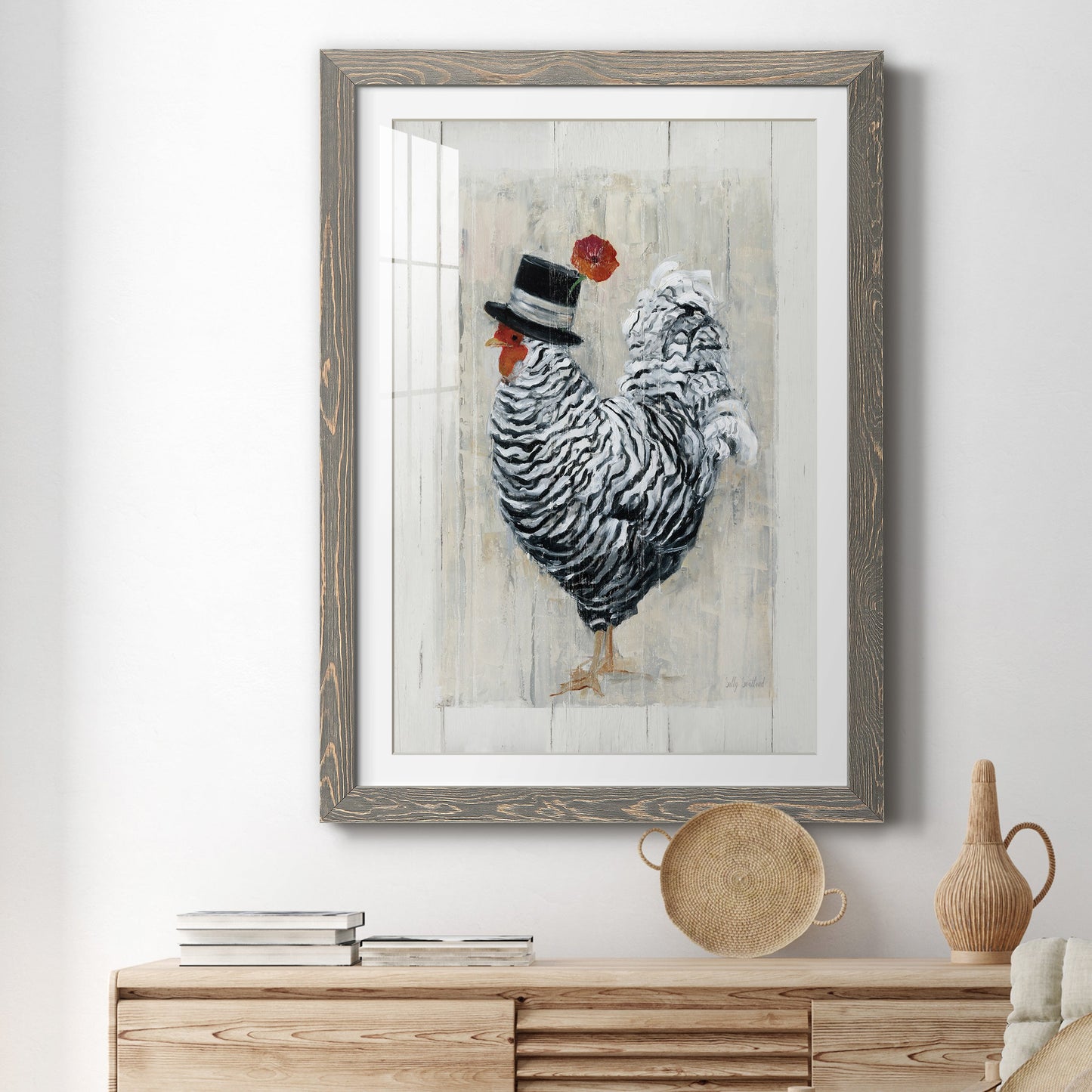 Sunday Best Rooster - Premium Framed Print - Distressed Barnwood Frame - Ready to Hang