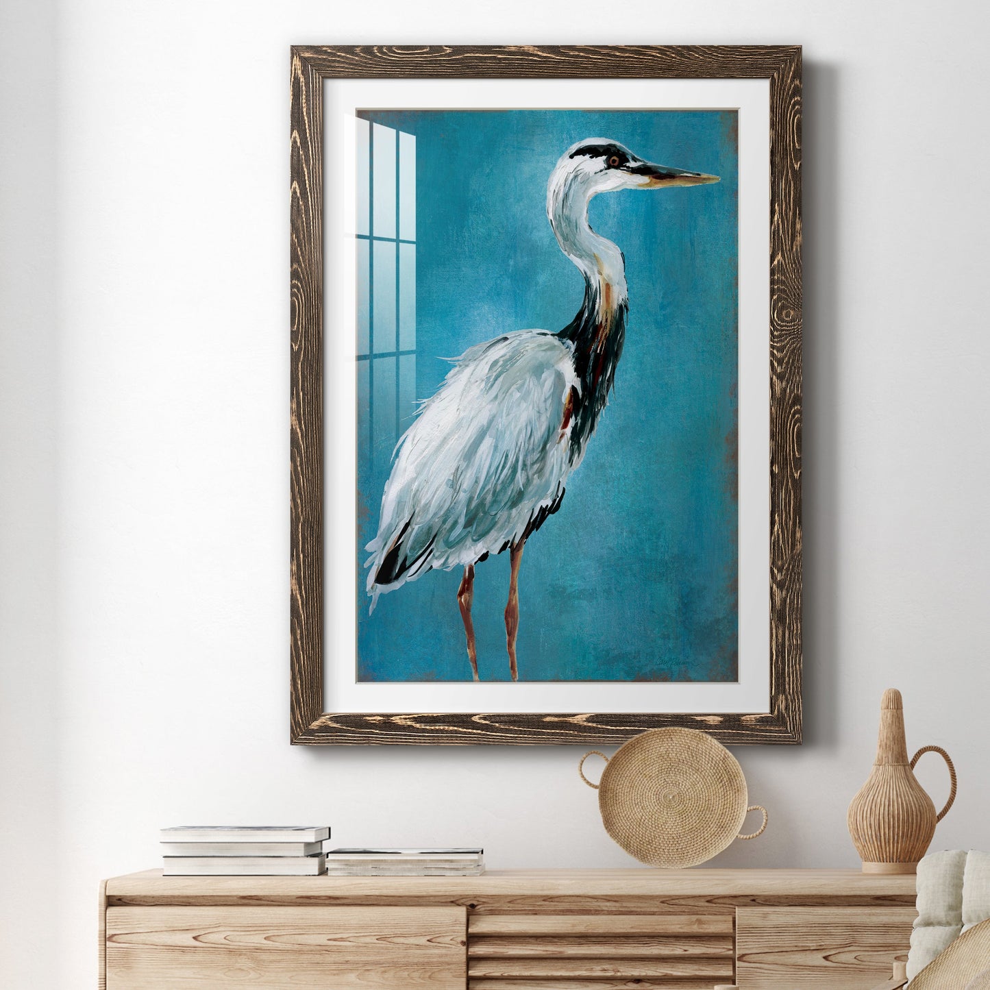 Great Blue Heron I - Premium Framed Print - Distressed Barnwood Frame - Ready to Hang