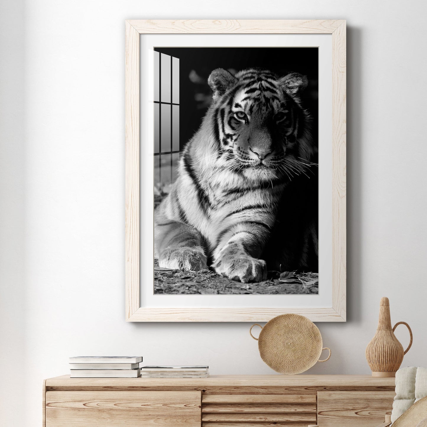 Tiger Repose - Premium Framed Print - Distressed Barnwood Frame - Ready to Hang