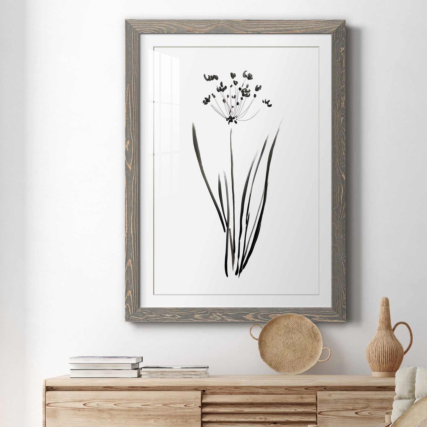 Inky Botanical II - Premium Framed Print - Distressed Barnwood Frame - Ready to Hang