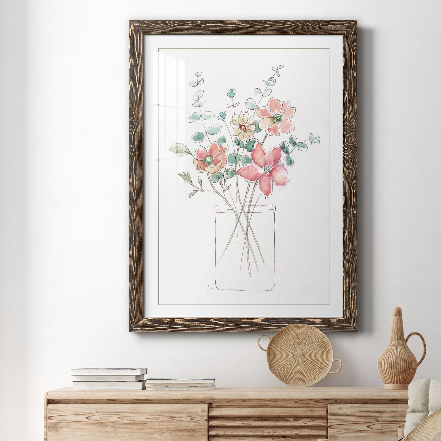 Whimsical Wildflowers I - Premium Framed Print - Distressed Barnwood Frame - Ready to Hang