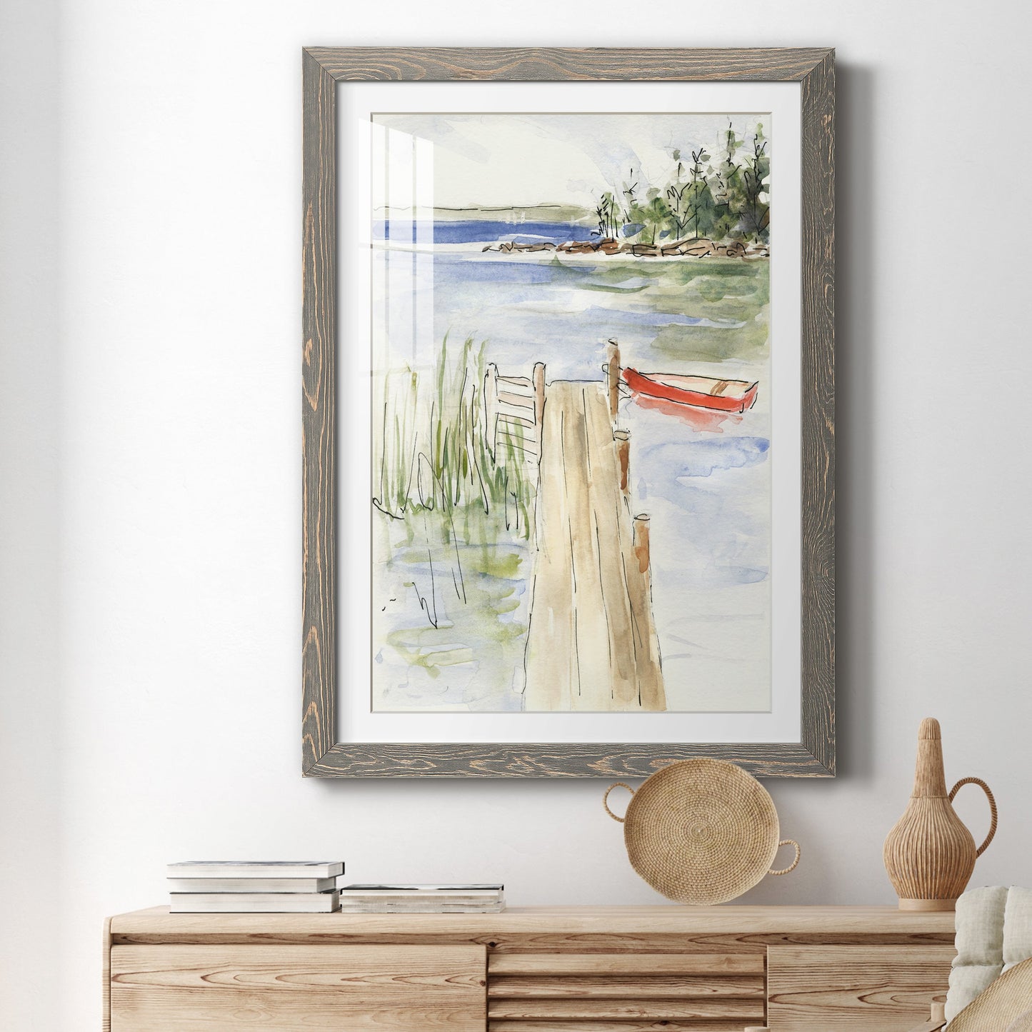 Sketchy Pier - Barnwood Framed Art Print