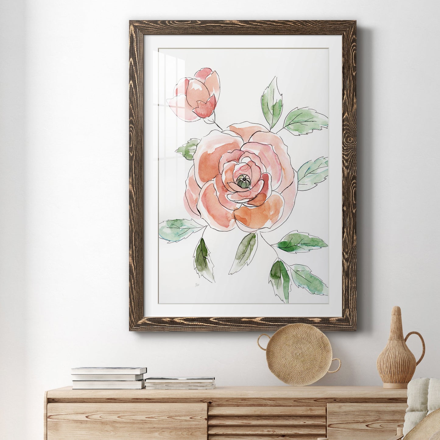 Rose Contour - Barnwood Framed Art Print