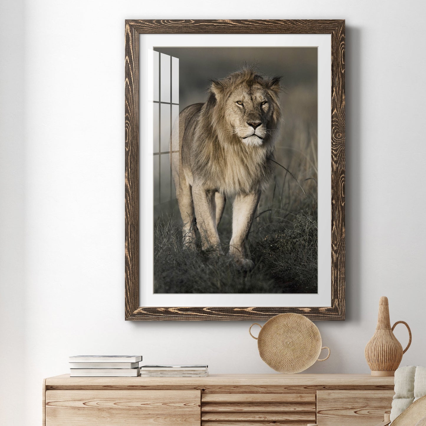 Morning Walk in Masai Mara - Premium Framed Print - Distressed Barnwood Frame - Ready to Hang