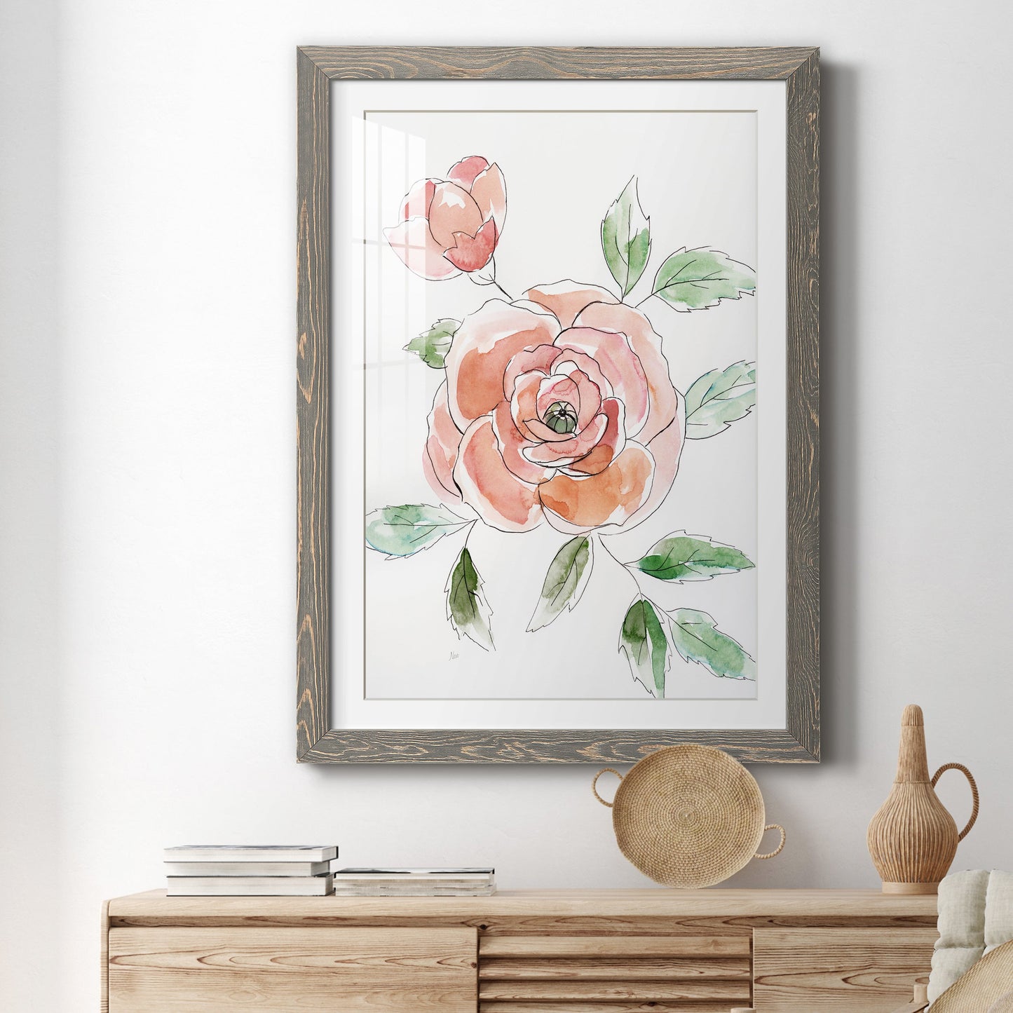 Rose Contour - Barnwood Framed Art Print