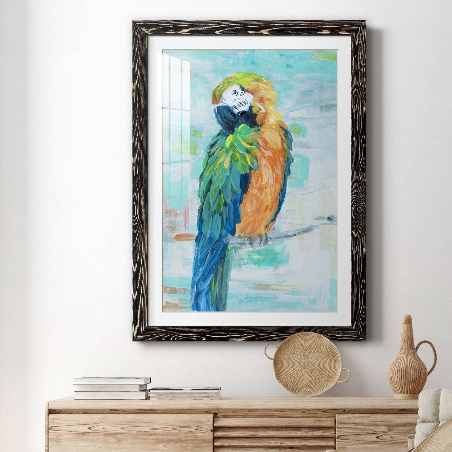 Island Parrot II - Premium Framed Print - Distressed Barnwood Frame - Ready to Hang