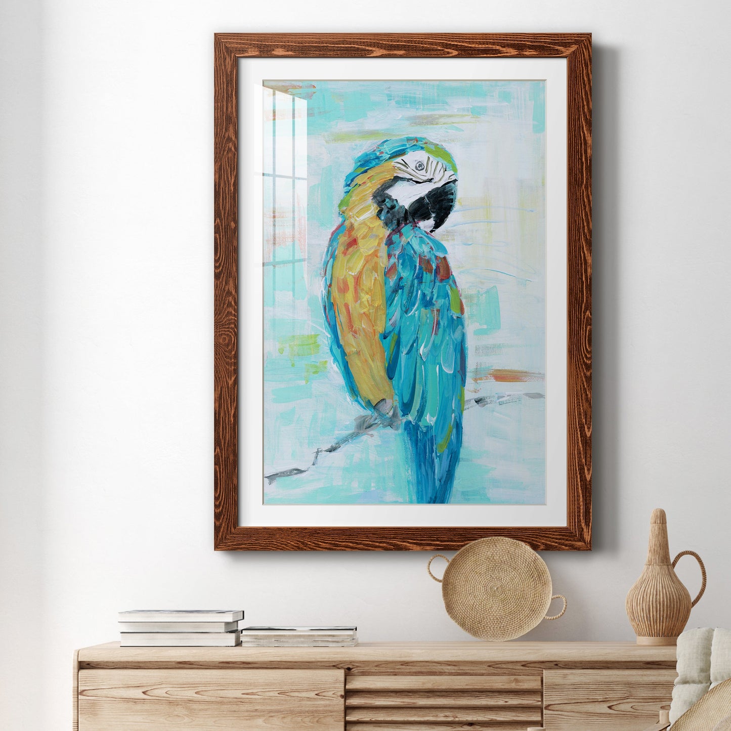 Island Parrot I - Premium Framed Print - Distressed Barnwood Frame - Ready to Hang