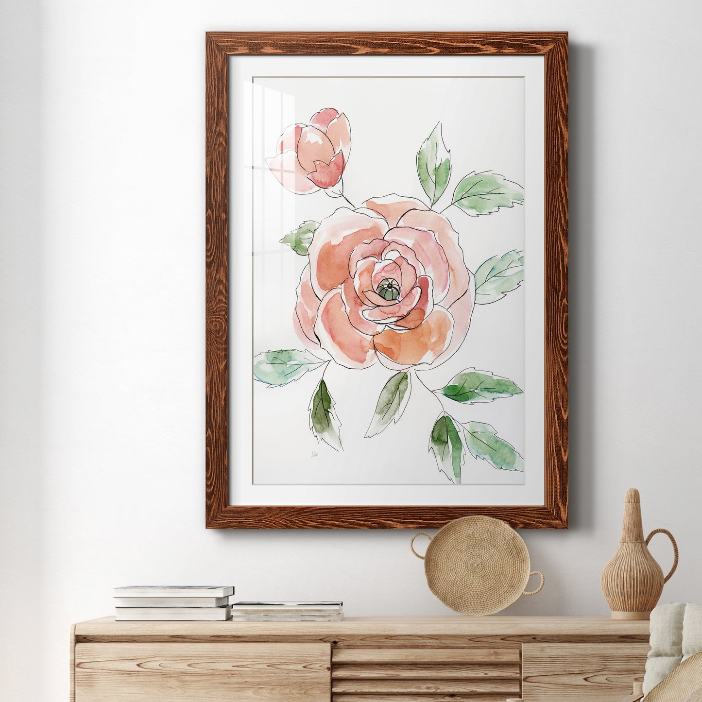 Rose Contour - Barnwood Framed Art Print