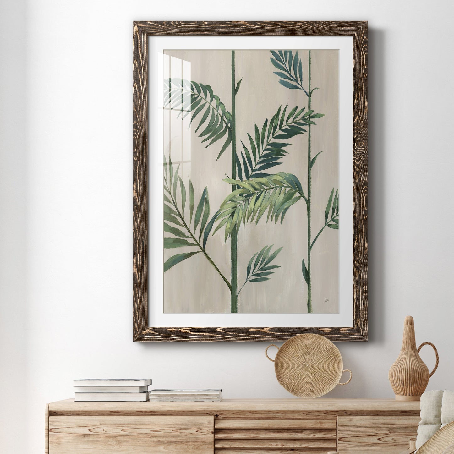 Modern Fronds II - Premium Framed Print - Distressed Barnwood Frame - Ready to Hang