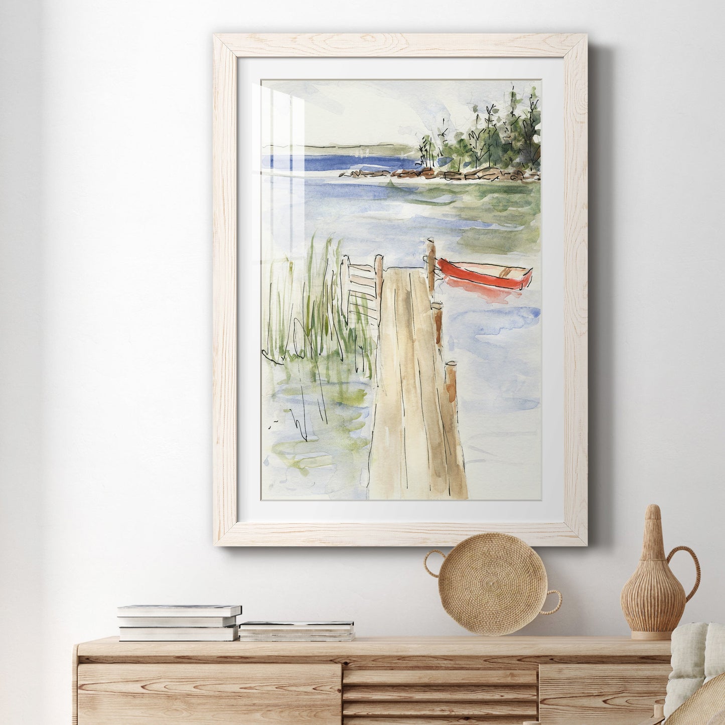 Sketchy Pier - Barnwood Framed Art Print