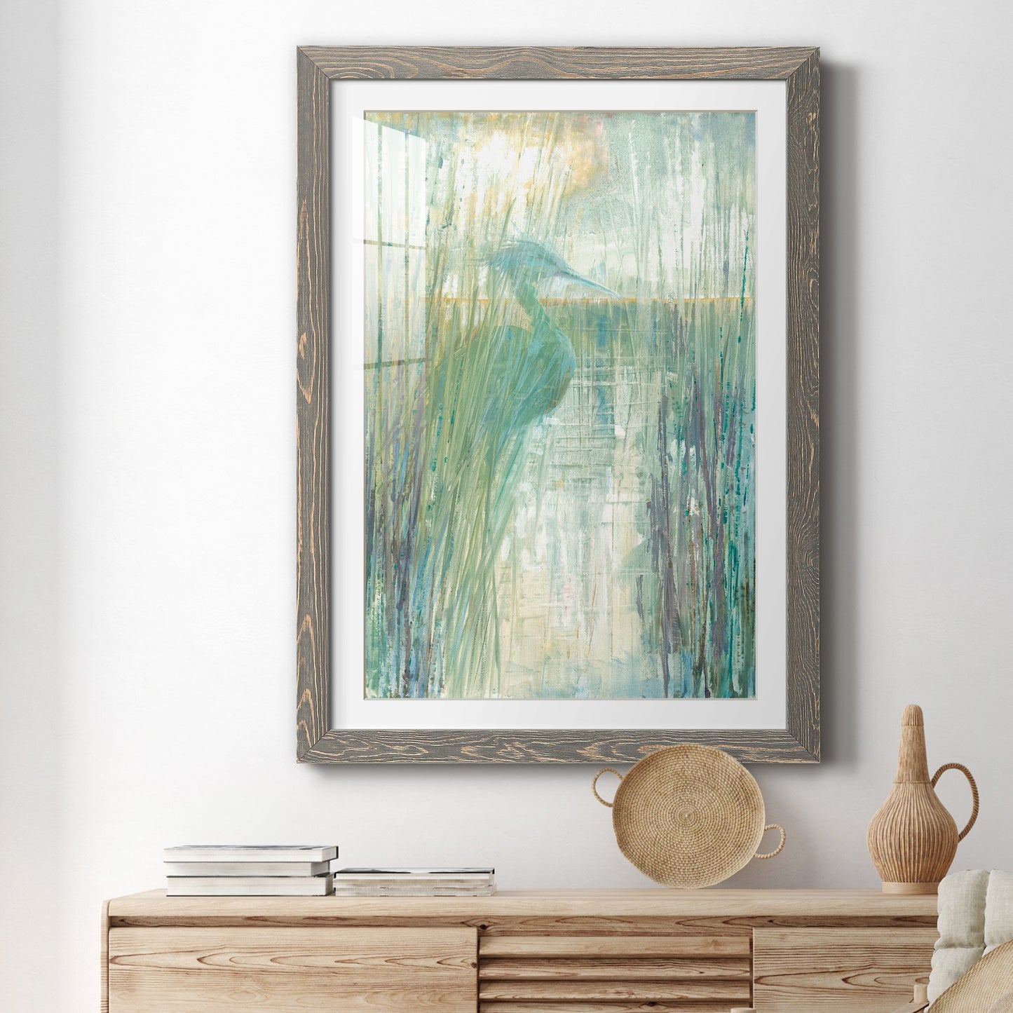 Morning Egret I - Premium Framed Print - Distressed Barnwood Frame - Ready to Hang