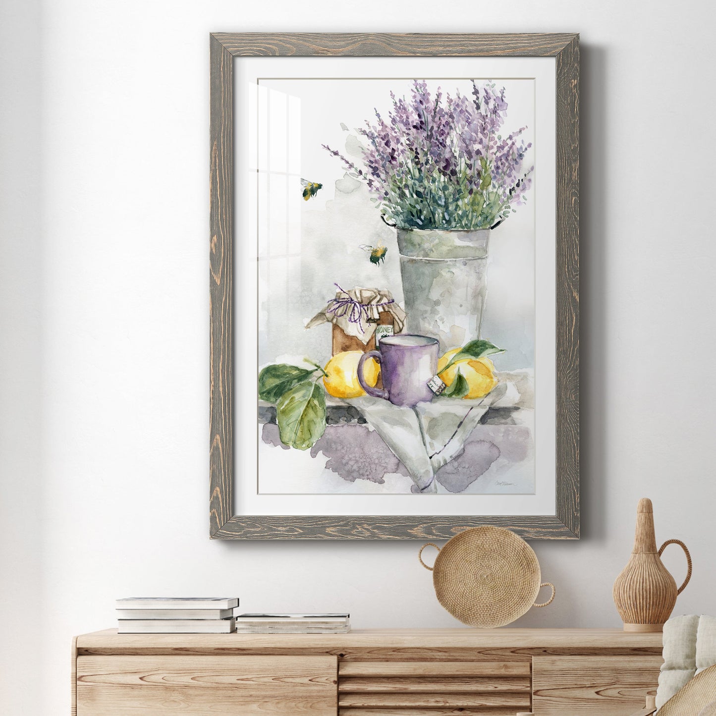 Lavender Lemon and Honey Tea - Premium Framed Print - Distressed Barnwood Frame - Ready to Hang