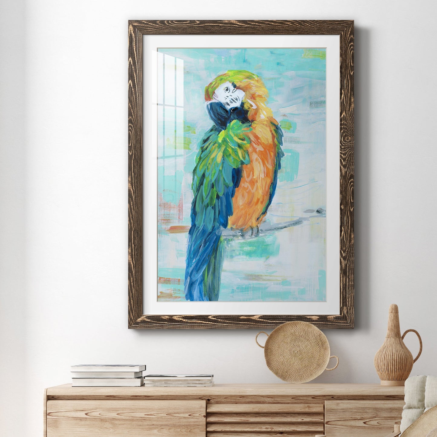 Island Parrot II - Premium Framed Print - Distressed Barnwood Frame - Ready to Hang