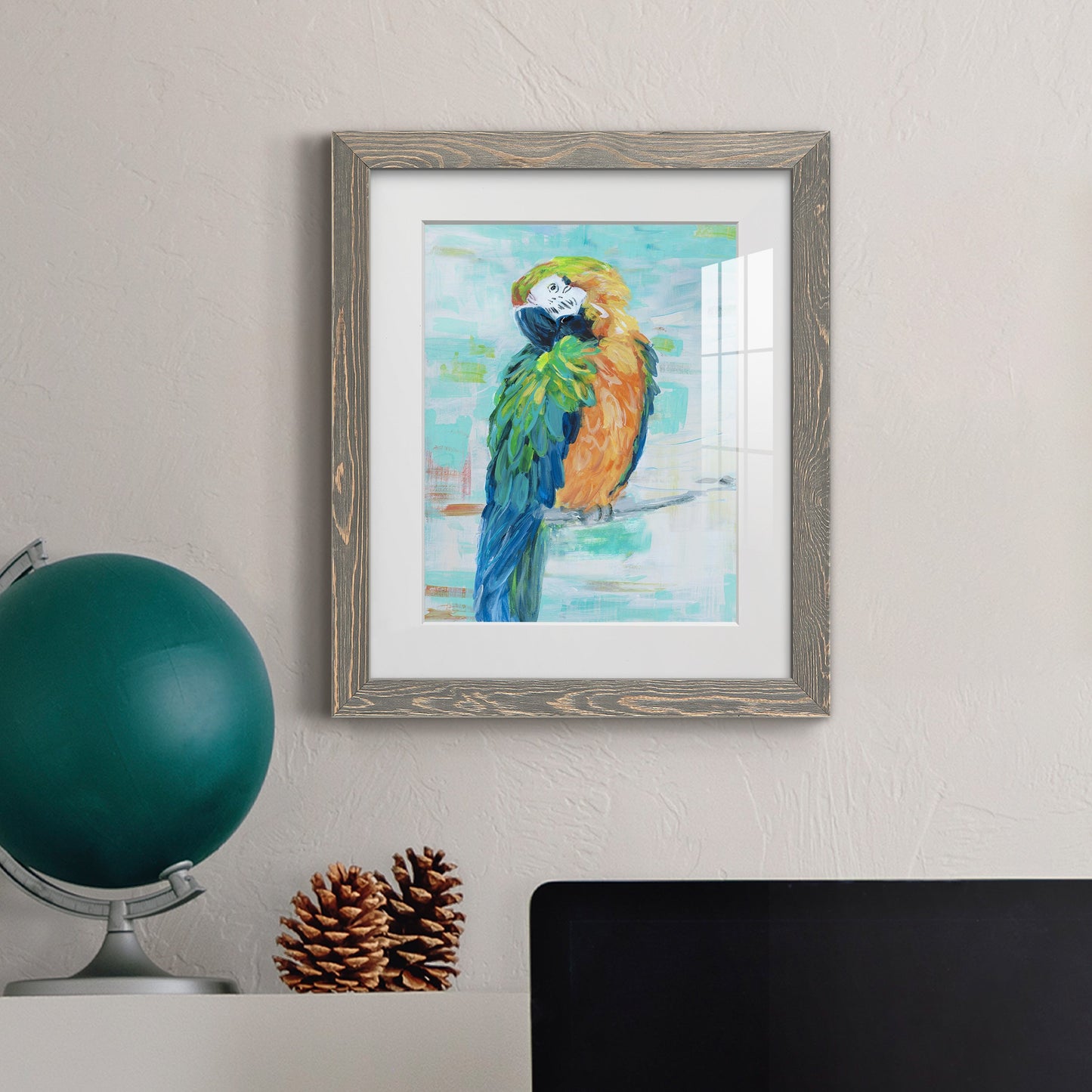 Island Parrot II - Premium Framed Print - Distressed Barnwood Frame - Ready to Hang