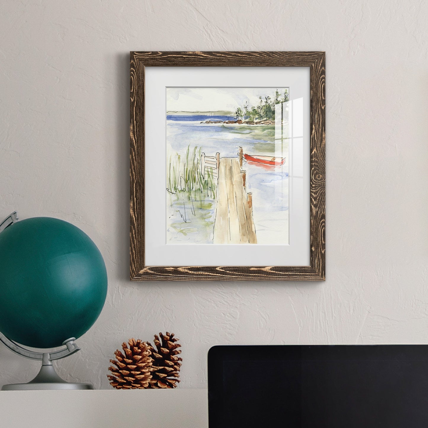 Sketchy Pier - Barnwood Framed Art Print