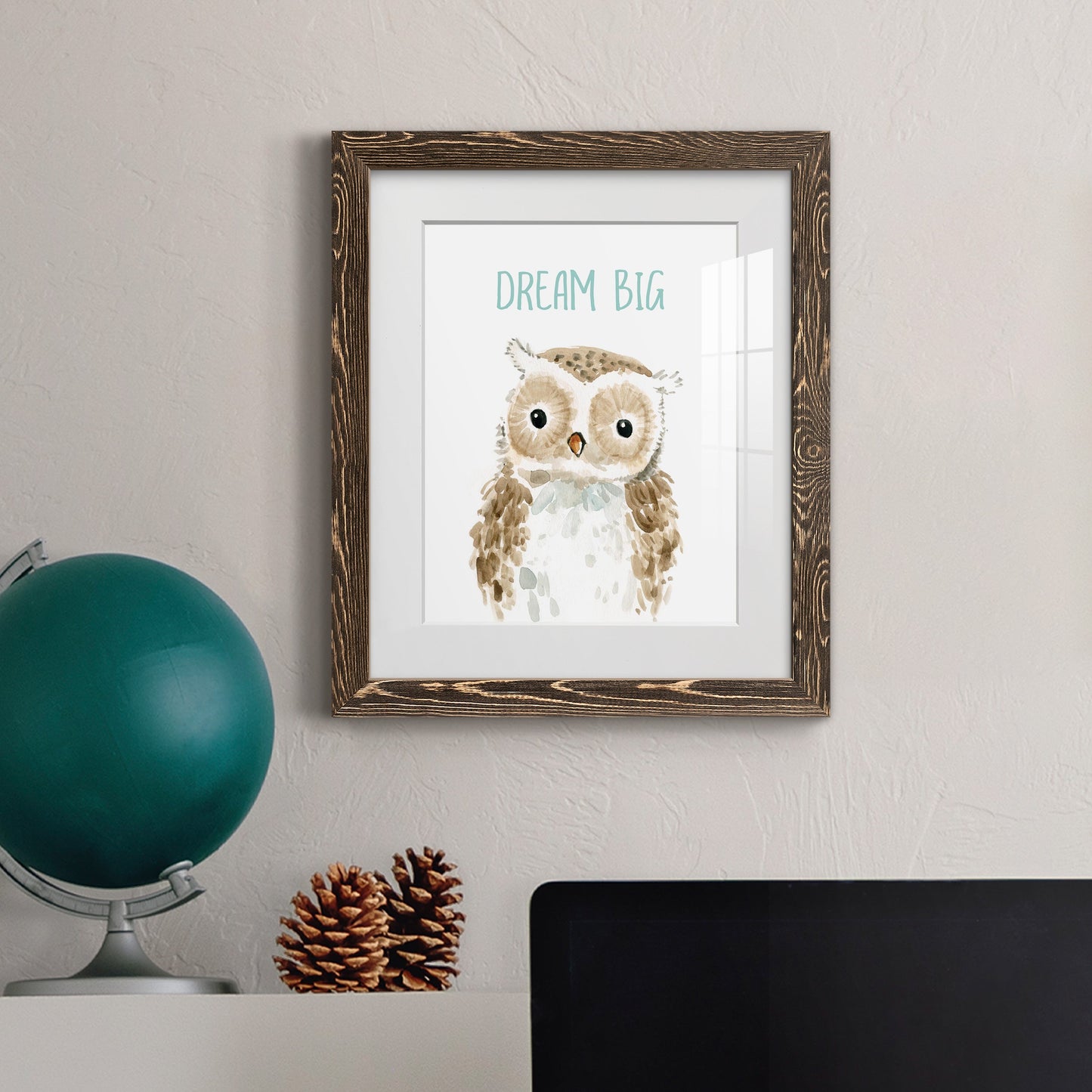 Dream Big Owl - Premium Framed Print - Distressed Barnwood Frame - Ready to Hang