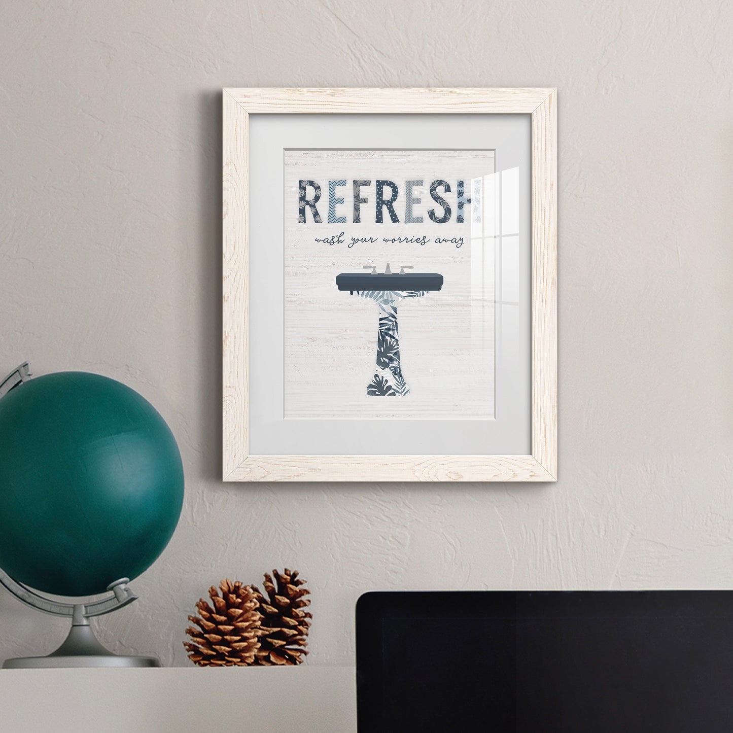 Palm Bath II - Barnwood Framed Art Print