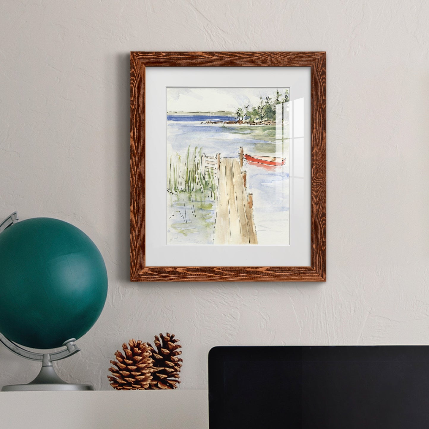 Sketchy Pier - Barnwood Framed Art Print