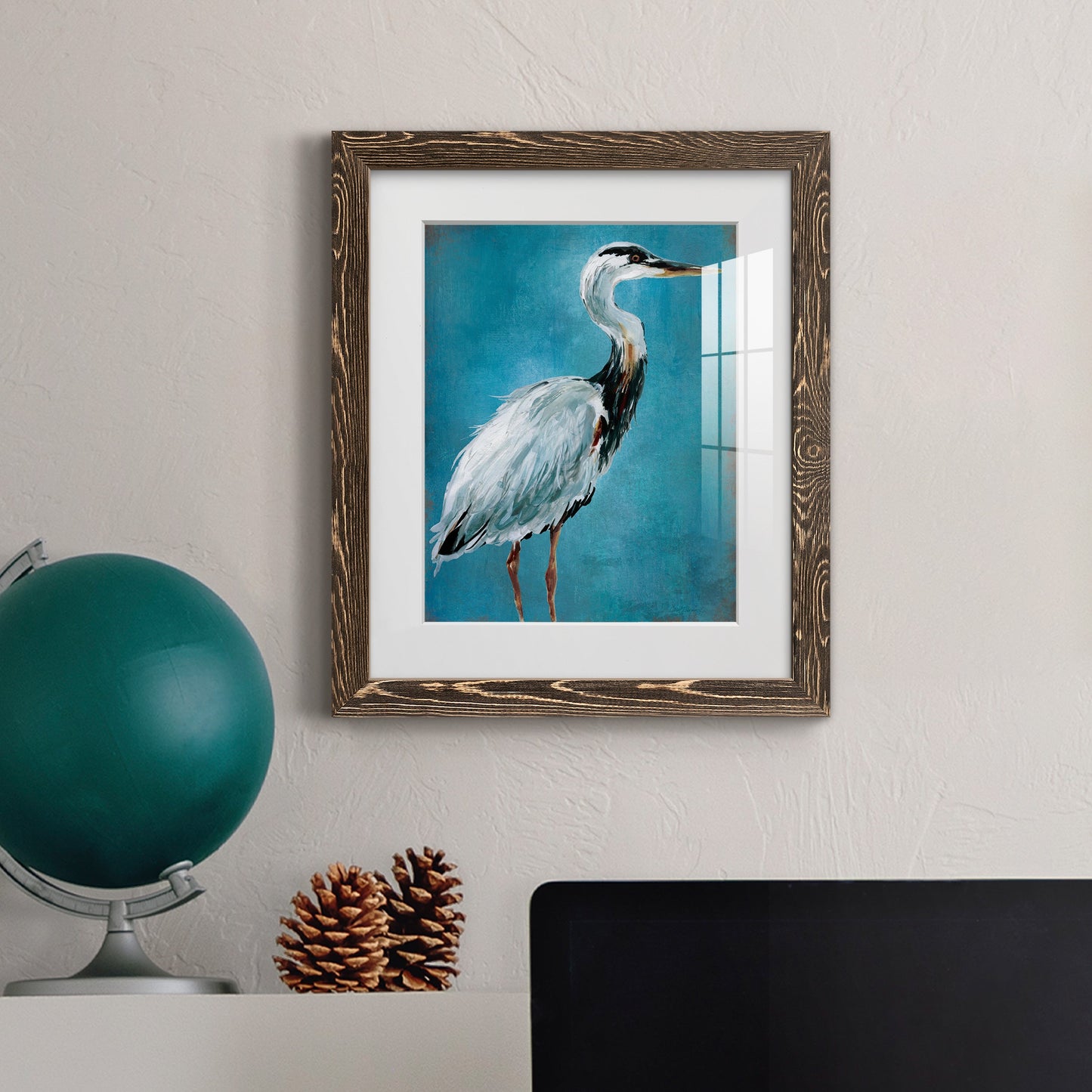 Great Blue Heron I - Premium Framed Print - Distressed Barnwood Frame - Ready to Hang