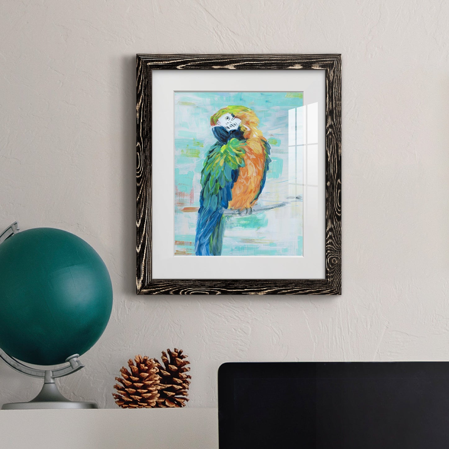 Island Parrot II - Premium Framed Print - Distressed Barnwood Frame - Ready to Hang