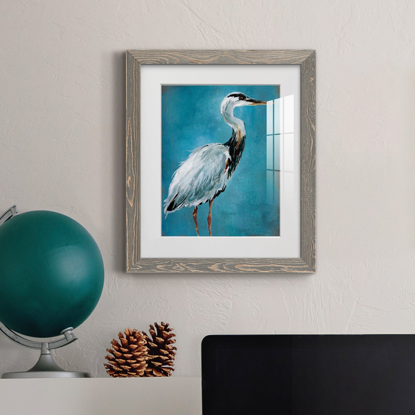 Great Blue Heron I - Premium Framed Print - Distressed Barnwood Frame - Ready to Hang