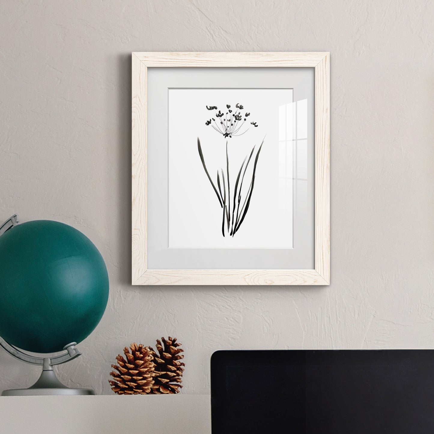 Inky Botanical II - Premium Framed Print - Distressed Barnwood Frame - Ready to Hang