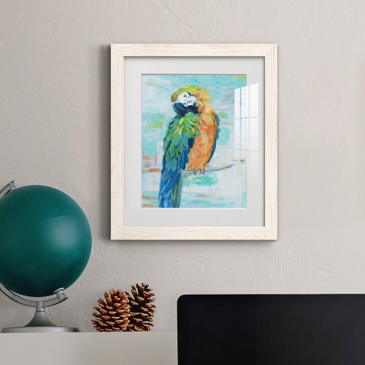 Island Parrot II - Premium Framed Print - Distressed Barnwood Frame - Ready to Hang