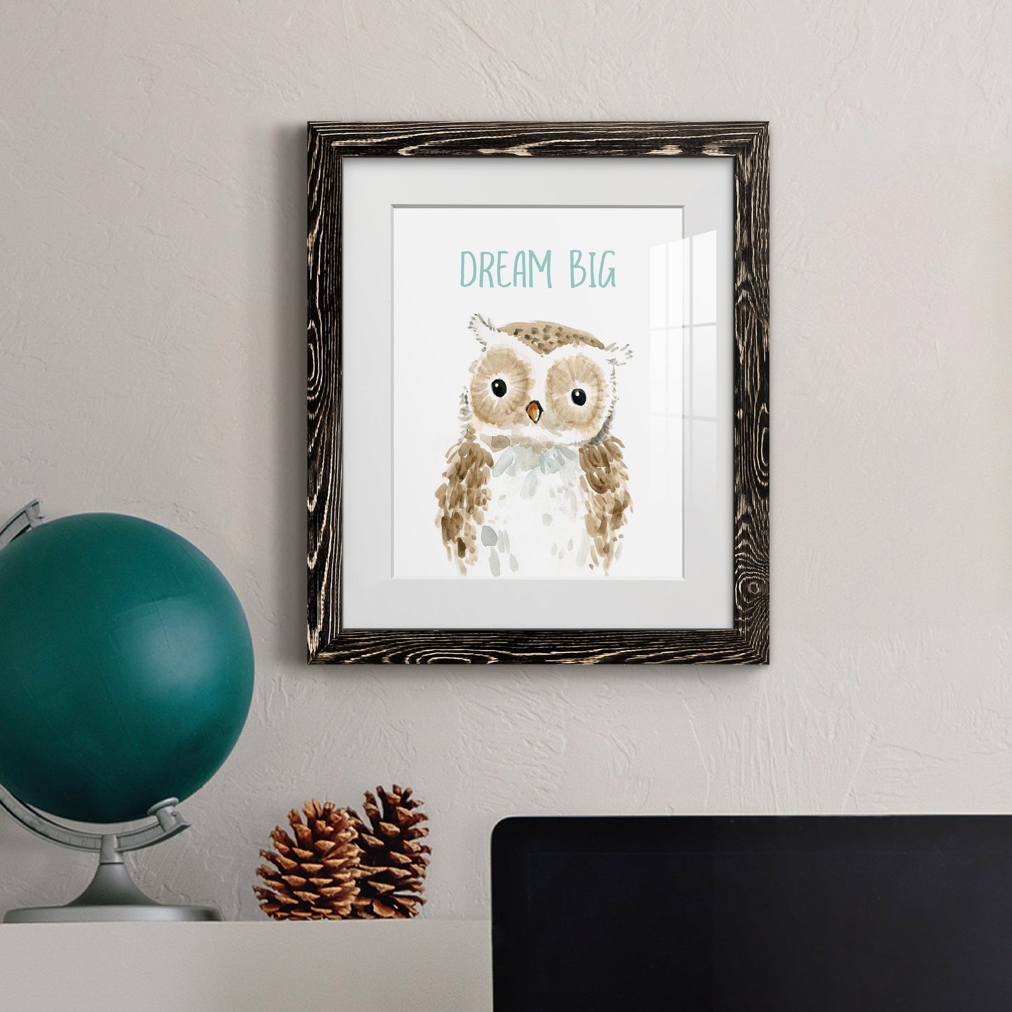 Dream Big Owl - Premium Framed Print - Distressed Barnwood Frame - Ready to Hang