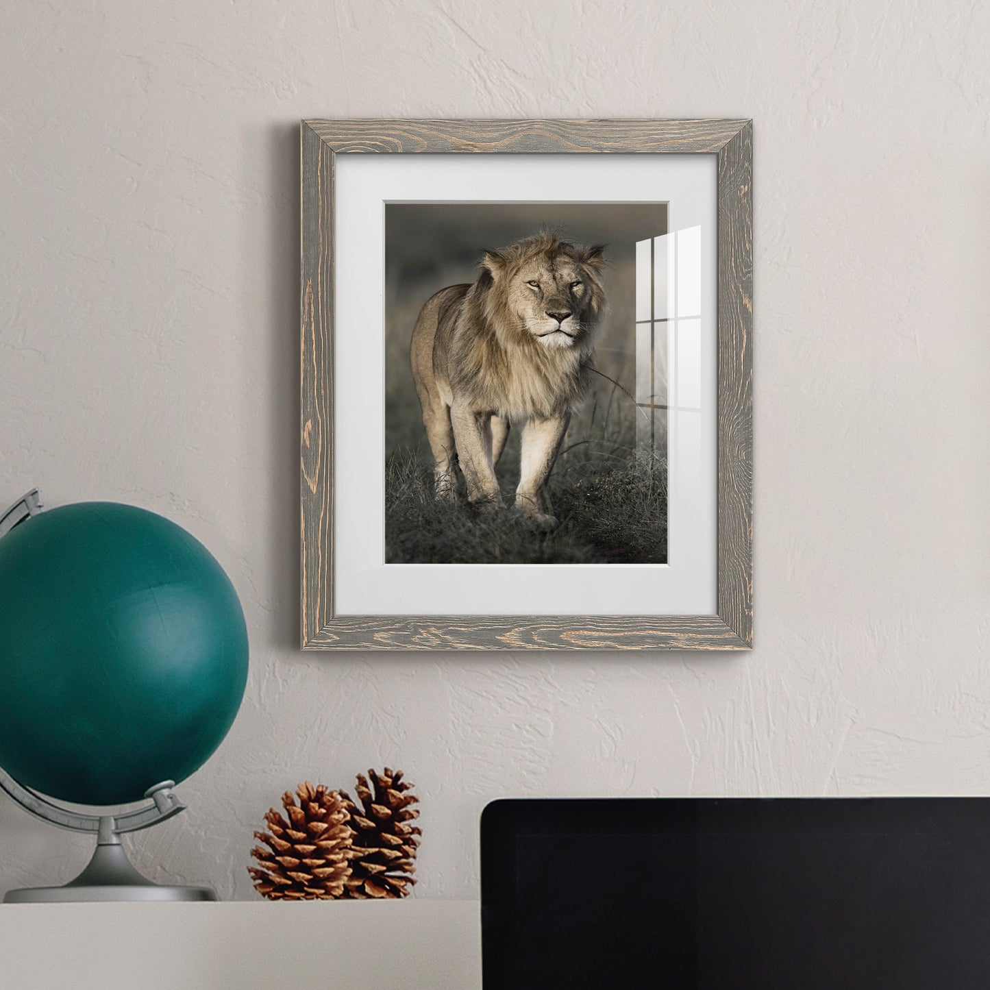 Morning Walk in Masai Mara - Premium Framed Print - Distressed Barnwood Frame - Ready to Hang