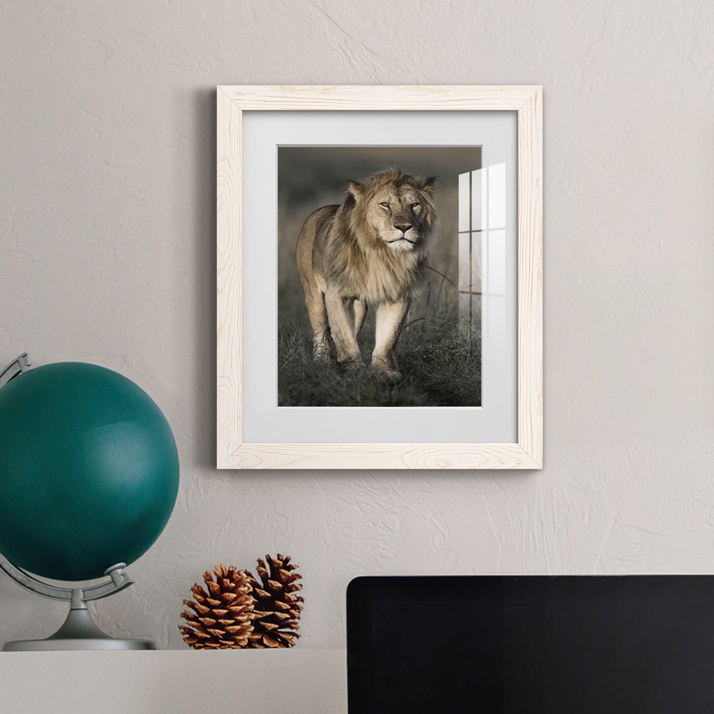 Morning Walk in Masai Mara - Premium Framed Print - Distressed Barnwood Frame - Ready to Hang