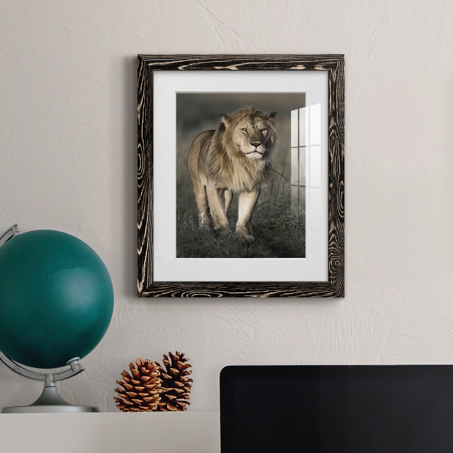 Morning Walk in Masai Mara - Premium Framed Print - Distressed Barnwood Frame - Ready to Hang