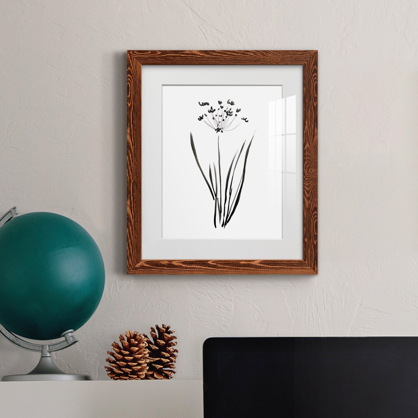 Inky Botanical II - Premium Framed Print - Distressed Barnwood Frame - Ready to Hang