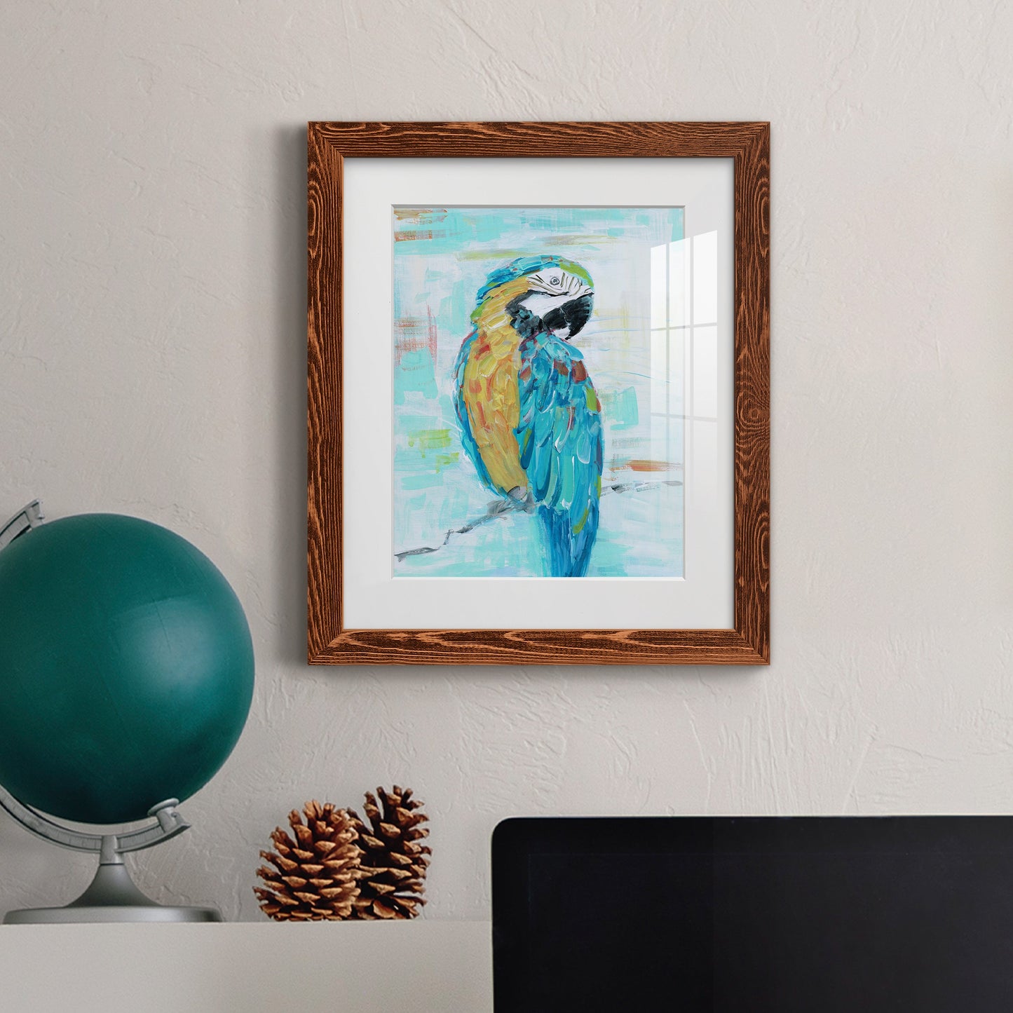 Island Parrot I - Premium Framed Print - Distressed Barnwood Frame - Ready to Hang