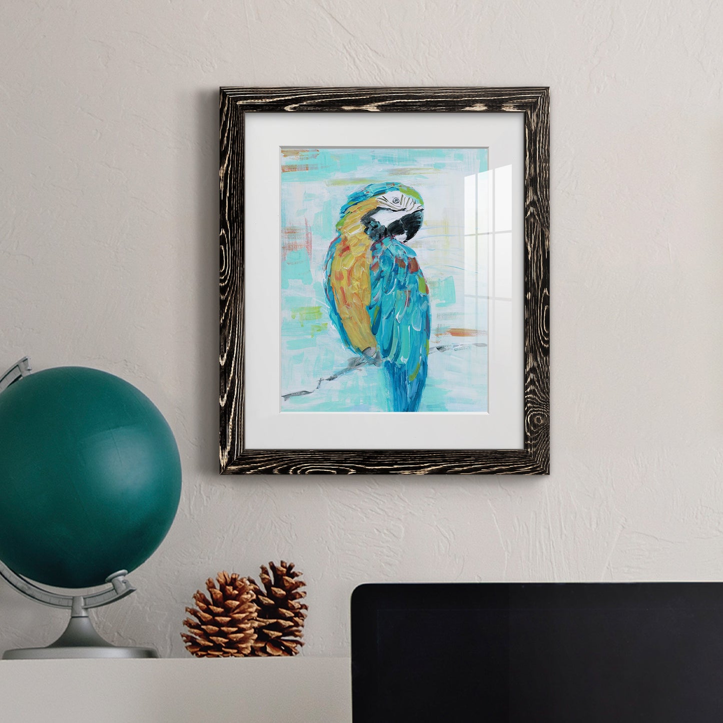 Island Parrot I - Premium Framed Print - Distressed Barnwood Frame - Ready to Hang