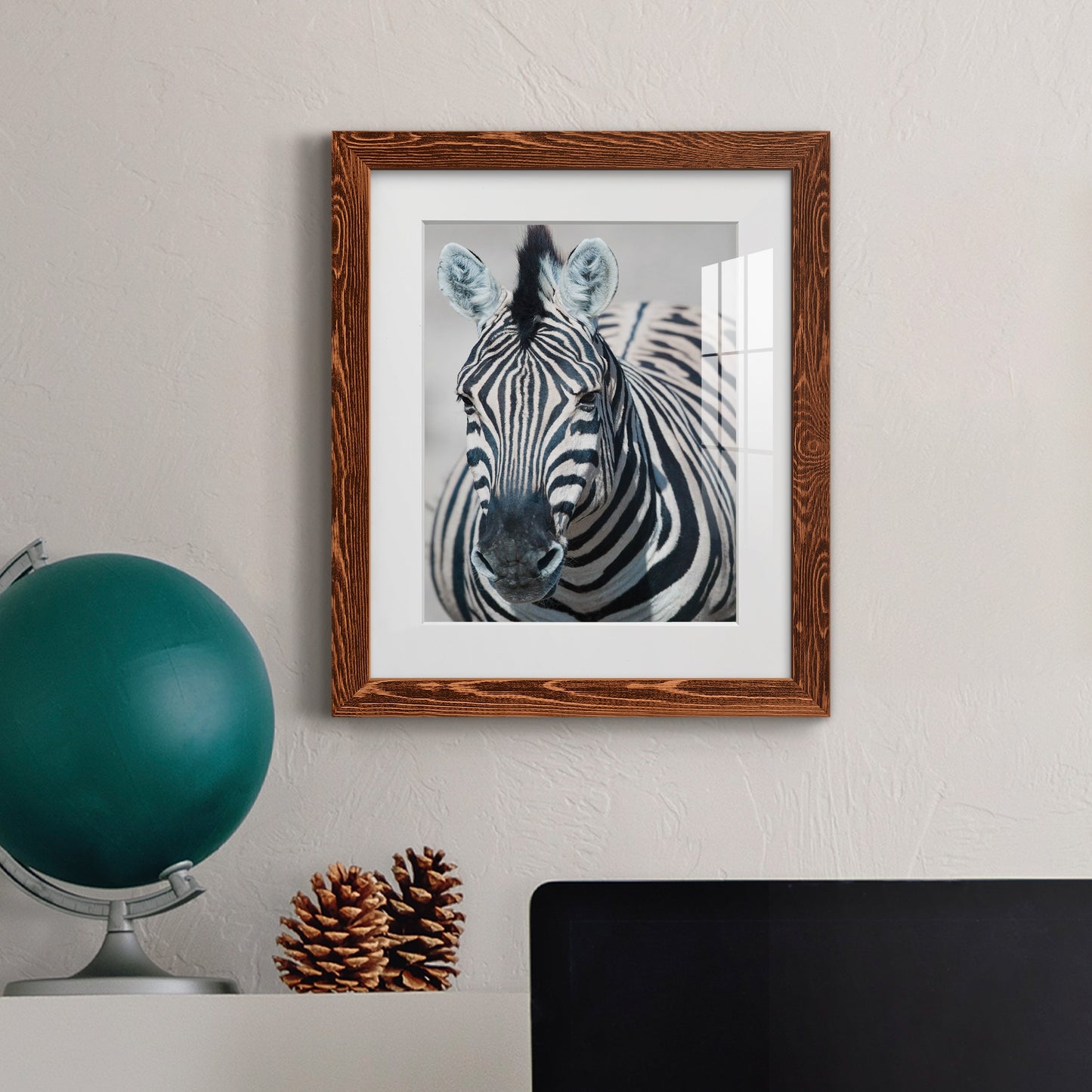 Namibia Zebra - Premium Framed Print - Distressed Barnwood Frame - Ready to Hang